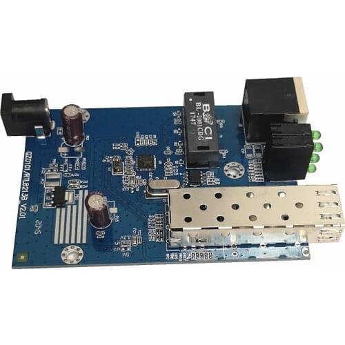 Plexda 10/100/1000M SFP slot Fiber media converter 10/100/1000Base-TX to 1000Base-FX PCBA board (FMC-GE8213) without SFP