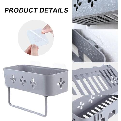 Bathroom Shower Shelf Wall Storage Rack Stick Holder Organiser Tidy Suction 1