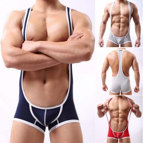 Sexy Undershirt Men Underwear Breathable Jumpsuits Sexy Mens Wrestling Singlet Bodysuit Undershirt Suspenders