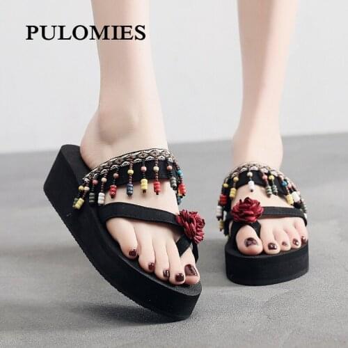 Platform Wedges Slippers Women Sandals New Female Shoes Fashion Heeled Shoes Casual Summer Beach Slides Bohemia Girls Slippers