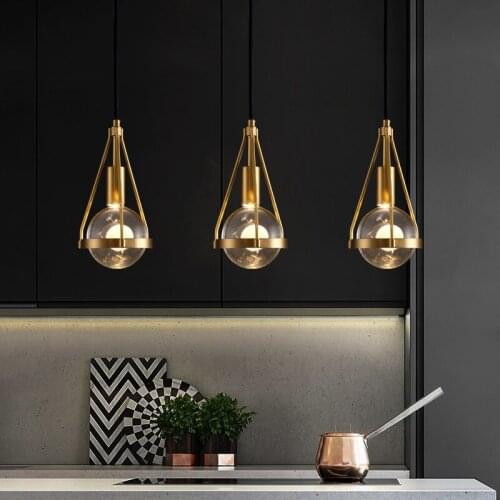 Bedroom Bedside Pendant Lights Modern Luxury Copper Crystal Kitchen Restaurant Island Lighting Dining Room Suspension Luminaire