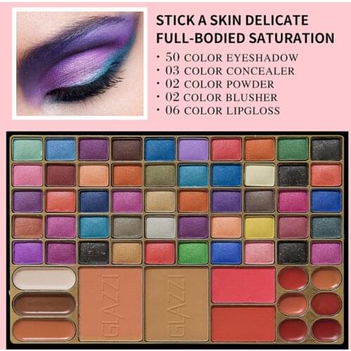 63 Colors Eye Shadow Easy To Color Without Flying Eye Shadow Brush Waterproof Eye Shadow Palette Cosmetics TSLM1