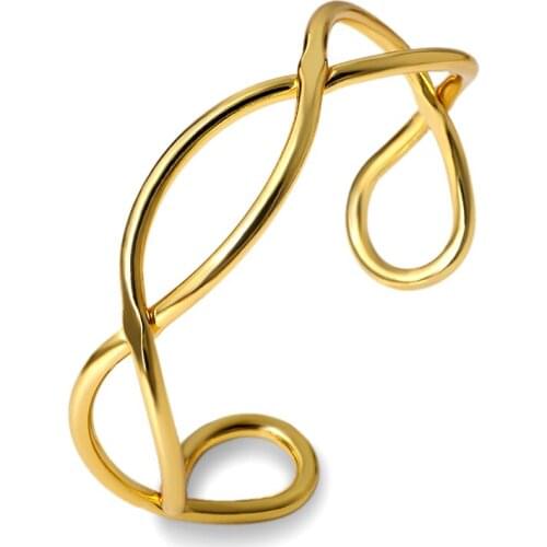 Unique Desgin Hollow Wave Cross Bracelets & Bangle European Designer Wire Cuff Bracelet Wire Pulseras for Women Wedding Jewelry