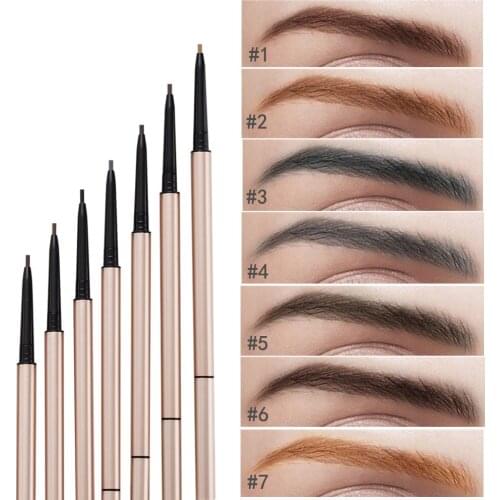 360 Rotating Thin Pigmented Makeup Eyebrow Pencil Waterproof Long Lasting 7 Color Eyebrow Pen Custom Private Label