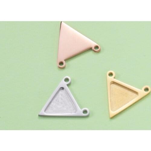 50pcs 9.5*15mm Gold/steel Color Stainless steel mirror Triangle Connector Charm for DIY Handmade Jewelry Making