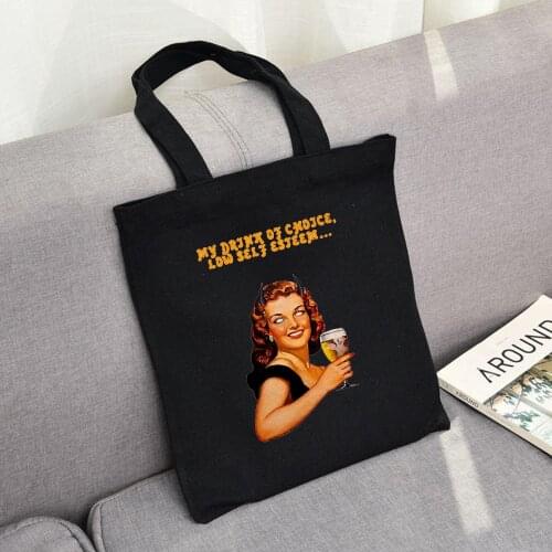 Female Punk Casual Letter Shopping Bags Canvas Large-capacity Vintage Funny Cartoon Tote Bags Lady Goth Harajuku Shoulder Bags