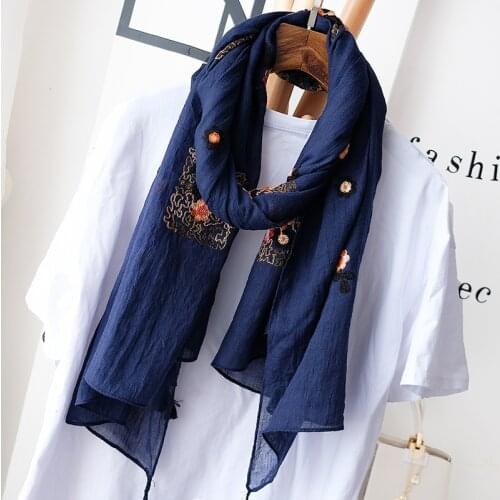 Women Embroidered Floral Tassel Cotton And Linen Shawls Women Fashion Luxury Brand Printed Pashmina Sjaal Muslim Hijab
