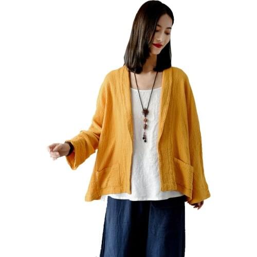 Shanghai Story Cotton Linen Womens Lightweight Long Sleeve Soft Knit Cardigan