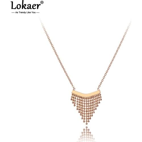 Lokaer Original Design Vintage Geometric Tassel Pendant Necklace For Women Titanium Stainless Steel Chain Choker Necklace N20128