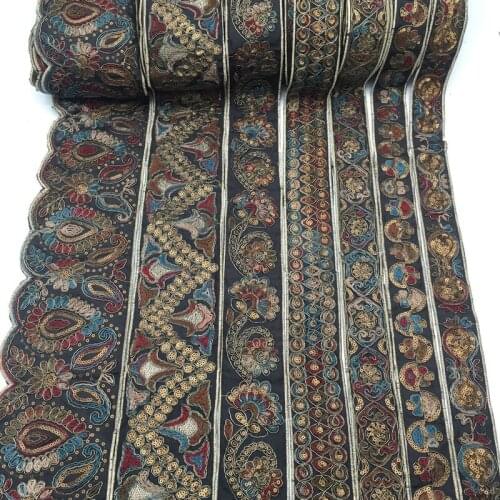 `1 Yards Vintage Ethnic Flower Ribbon Trim DIY Clothes Bag Accessories Embroidered Custom