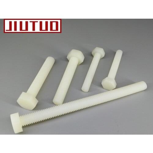 10PCS M8*10/15/20/25/30/40/50/60/70/80/90/100 white nylon screws full thread outer hex Insulation 8mm External hex screw bolt