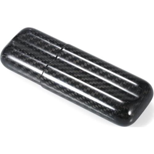 2-Cigar Case Lightweight Cigar Storage Tube Holder Black Carbon Fiber Travel Cigar Humidor for up to 57 Ring Gauge Cigars