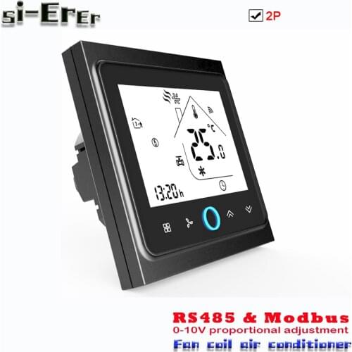 2Pipe cool heat Air Conditioning Type fan coil unit thermostat RS485 Proportioneel valve 0-10V signaal control,95-240VAC,24VAC