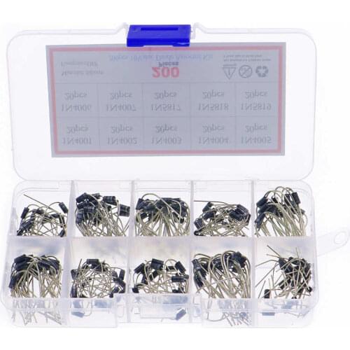 200pcs 10 Values DIP Diode Assorted Kit Box 20pcs Each Value 1N4001-1N4007 1N5817-1N5819