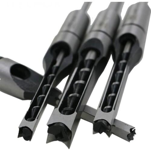 4 PCS DIY Woodworking Tool Mortising Chisel Set Square Hole Extended Drill Woodworking tools 1/4 5/16 3/8 1/2 Inch