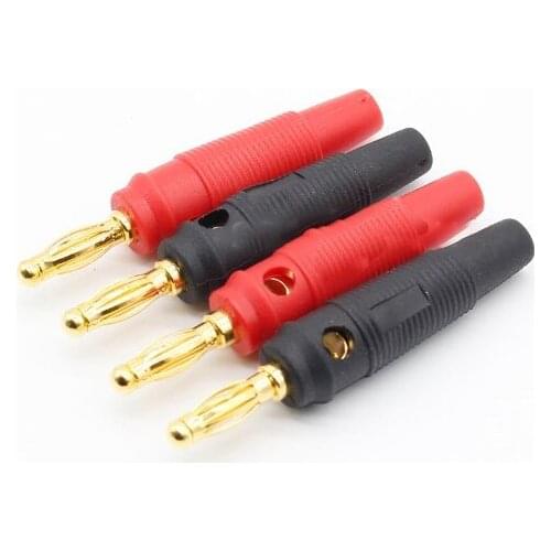 4pcs New 4mm Plugs pure copper Gold Plated Musical Speaker Cable Wire Pin Banana Plug Connectors