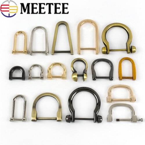 5pcs Detachable Screw D Buckle U Ring Metal Bag Chain Adjuster Hanger Hooks Clasp Handle Connector DIY Handbag Accessories