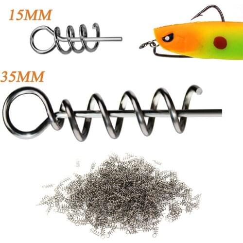 50pcs/100pcs 35mm/15mm Soft Lure Pin Pesca lure Fishing Spiral Fishing bait Swivels Snap Fishing Spring Of Fishing Accessories