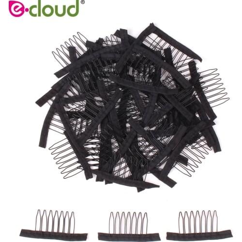 500pcs-1000pcs/bag Wig Cap Clips 7 Teeth Steel Polyester Durable Black Wig Snap Comb Wig Clips for Hair Extensions Accessory