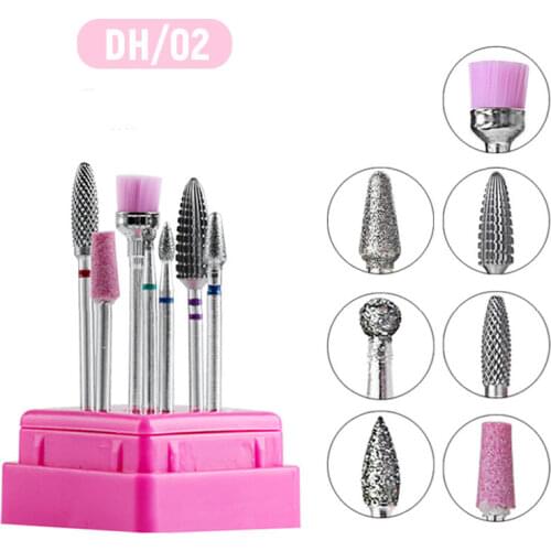 7 Pcs Nail Sanding Bits Set for Manicure Pedicure Grinding Head Accessories Set Combined Ceramic Milling Cutter Nail Drill Bits