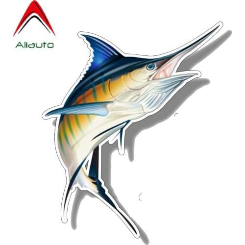 Aliauto Funny Fishing Car Sticker Marlin Fish Saltwater PVC Decal Boat Kayak Automobiles & Motorcycles Accessories,14CM*16CM