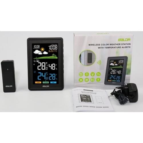Temperature Humidity Instruments Digital LCD Weather Forecast Barometer Moon Phase Snooze Alarm Wireless Weather Station Backlit