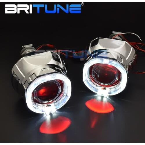 Bi-xenon Lens Square Angel Devil Eyes Headlight Lenses 2.5'' Mini Projector H1 HID LED Lamp H4 H7 Car Lights Accessories Tuning