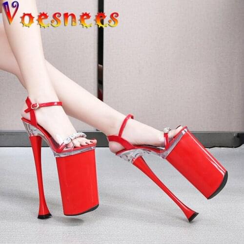 Voesnees Women Shoes Summer 2021 New Female Super High Heel Sandals Sexy Waterproof Platform High Heels 26cm Ladies Party Shoes
