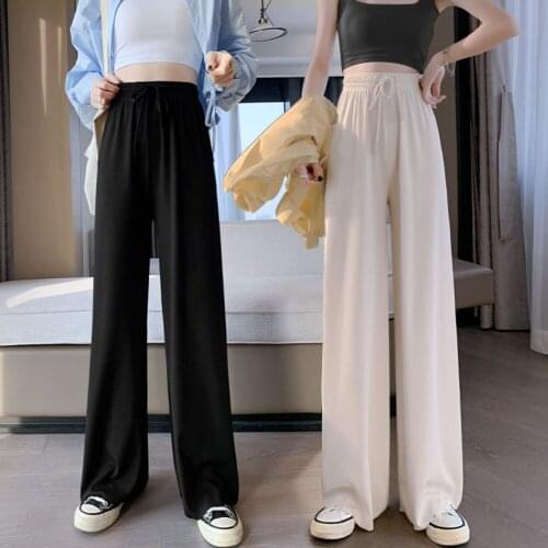 Womens Cotton Pants High Waisted Harem Loose Soft Elastic Waist White Summer Pants Casual Trousers for Female Pantalon Femme