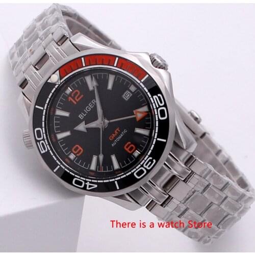 Bliger 41mm Automatic Mechanical Watch Men Sapphire Crystal Luxury Brand Luminous Waterproof Calendar Military GMT Male Watch