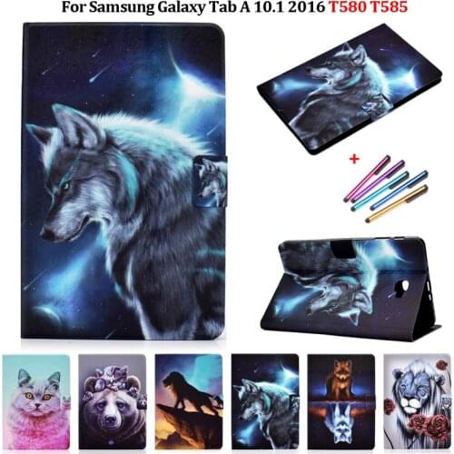 Fashion Wolf Animal Tablet Coque For Samsung Galaxy Tab A 10 1 2016 SM T580 T585 Case Funda for Samsung Tab A A6 10.1 2016 Cover
