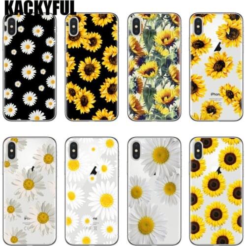 Fashion Summer Daisy Sunflower Floral Flower Soft TPU Phone Case Coque For iphone 11 Pro X XR XS Max 8 7 6 6S Plus 5S SE Cover