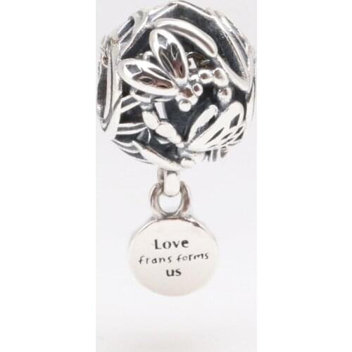 DoDoFly Hot Sale 100% Real S925 sterling silver Hollow dragonfly love beads Fit Original Bracelet Making Fashion DIY Jewelry