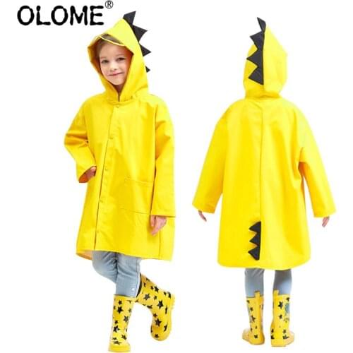 Kids Rain Coat Dinosaur Children Rainwear Baby Girl Waterproof Jacket Boys Rain Gaiter OLOME Toddler Rainwear Sets Outdoor Wear