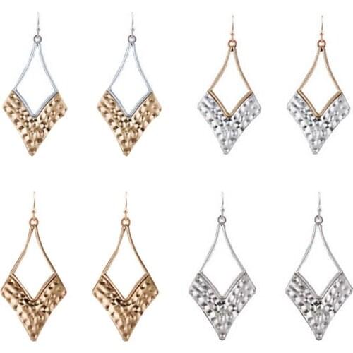 E7192 ZWPON Two Tone Cutout Hammered Arrow Earrings for Women 2020 New Arrival