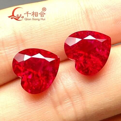 Heart shape r uby 5# red color natura l cut including minor cracks and inclusions corundum loose gem stone