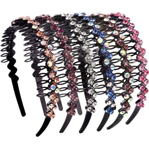 Hot Sale Fashion Women Headband Wild Tooth Hair Clip Anti-skid Pressure Hairpin Red Rhinestone Hair Bands Adult Accessories