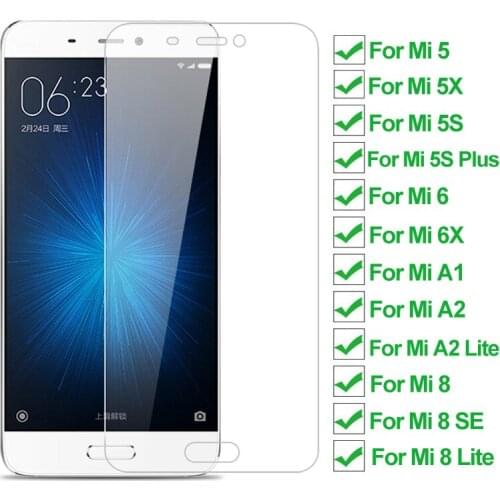 2PCS 9H Tempered Glass For Xiaomi Mi 5 5X 5S Plus 6 6X A1 Screen Protector On Mi 8 A2 Lite Mi8 8 Pro SE Protective Glas Film