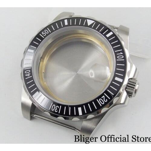 Watch PARTS Stainless Steel Watch Case 40mm with Black Bezel Fit ETA 2836 MIYOTA Movement