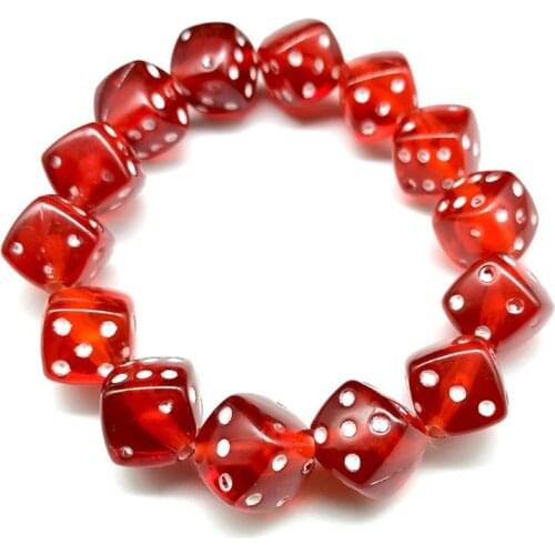667E Colorful Acrylic Dice Beads Stretch Bracelets Funny Game Lucky Dice Bracelets Women Fashion Jewerly