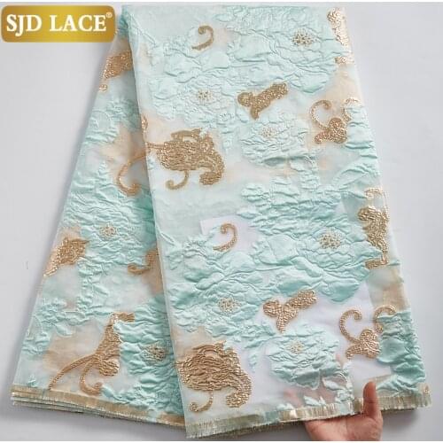 SJD LACE Fashion African Lace Fabric Embroidery Brocade Jacquard Tissue Bridal Materials French Gild Lace Fabric For Party A2394