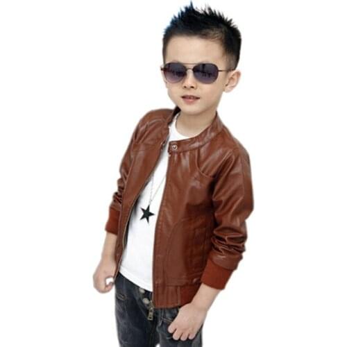 2020 New Boys Coats Faux Leather Jackets 2 Colors Children Fashion Outerwear Spring & Autumn & Winter