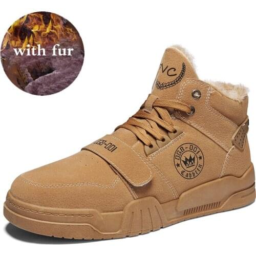 Mens Basic Boots Shoes Pop Autumn Winter Vogue Casual Brand Ankle Botas New PU Classic Lace-up Men Boots with Fur Snow Boots