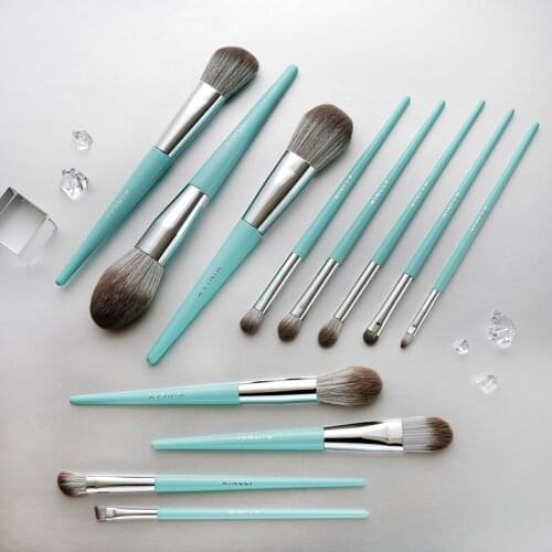 Makeup Brushes Sets Lake Blue Series 12PCS Original Handmade Eye Shadow Blush Highlight Eyebrow Powder Cosmetics Brushes