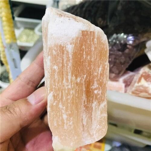 200-230g Natural raw yellow gypsum stone selenite healing crystal specimen