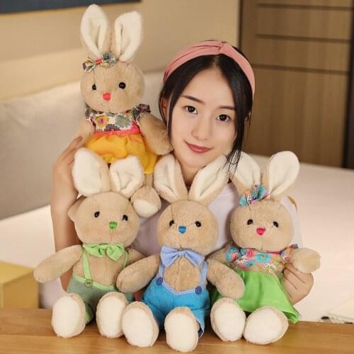 2020 New Lovers Rabbit Plush Toy Braces Skirt Bow Tie 42cm Cute Birthday Christmas Present 1pcs/Pack Free Shipping