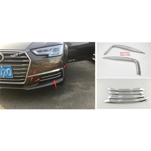 Lapetus Front Head Fog Lights Lamp Eyelid Eyebrow Cover Trim Fit For Audi A4 B9 2016 2017 2018 2019 ABS Accessories Exterior