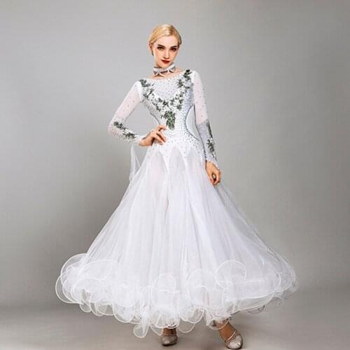 Ballroom dance competition dress rumba walt dress for ballroom dancing standard dance dress fringe ball dress long dance costume