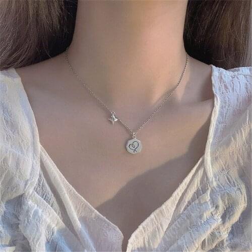 S925 sterling silver round plate monogram pendant cross collarbone chain 2021 exquisite jewelry exclusive for lightweight women