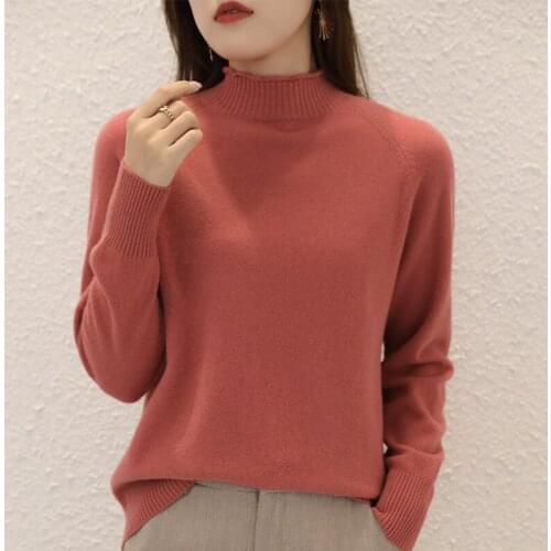 Sweater Womens Pullover,Roll-Up Collar,Large Size Loose,Solid Color,Inside Knit Bottoming Shirt,Thick Warm,Autumn Winter Hot